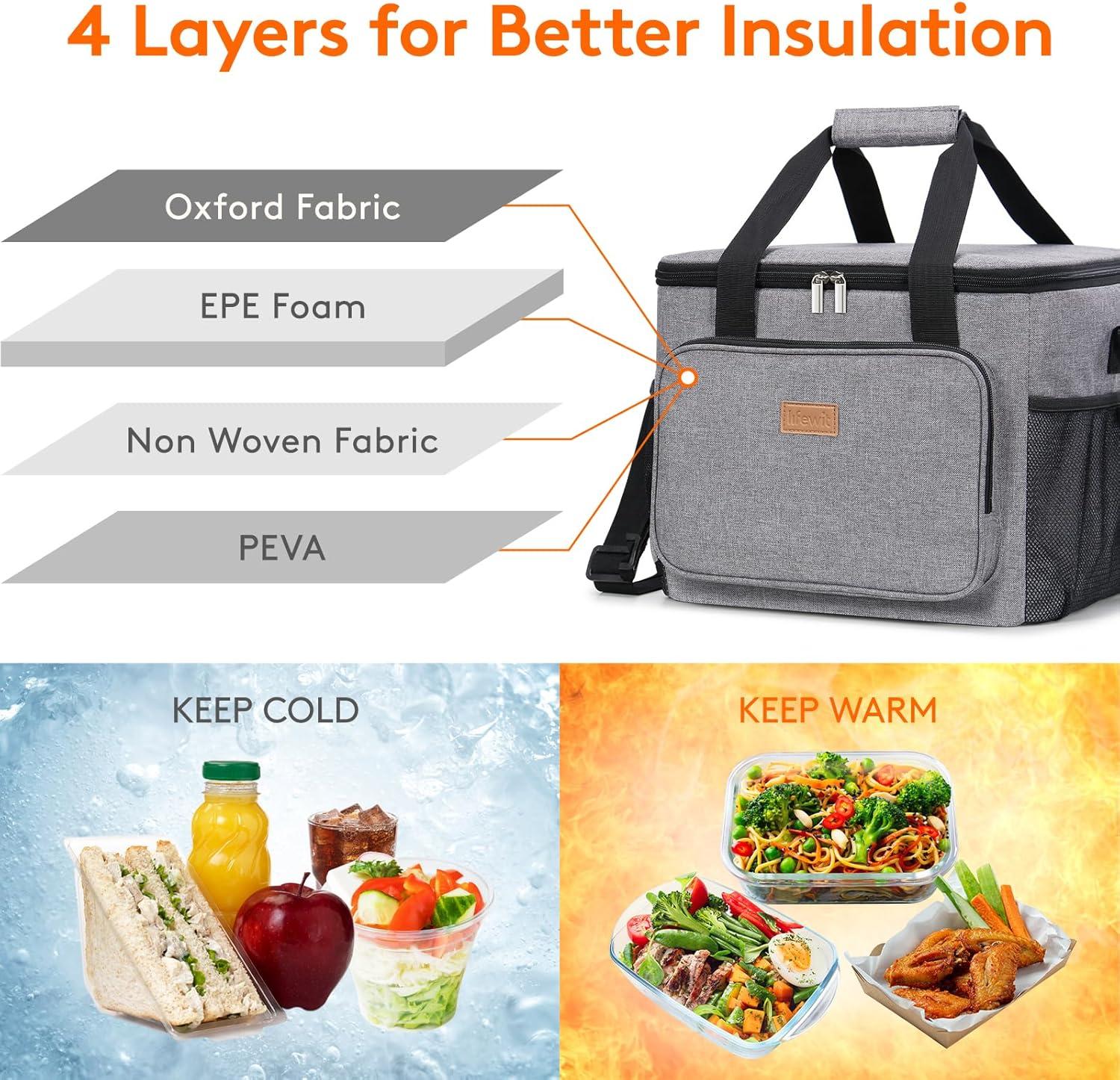 imageLifewit Medium Lunch Bag Insulated Lunch Box Soft Cooler Cooling Tote for Adult Men Women Dark Gray 12Can 9LGray