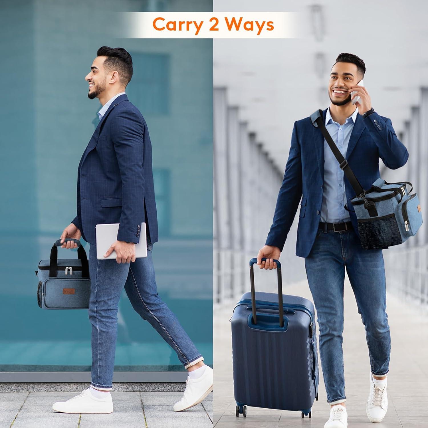 imageLifewit Medium Lunch Bag Insulated Lunch Box Soft Cooler Cooling Tote for Adult Men Women Dark Gray 12Can 9LLight Blue