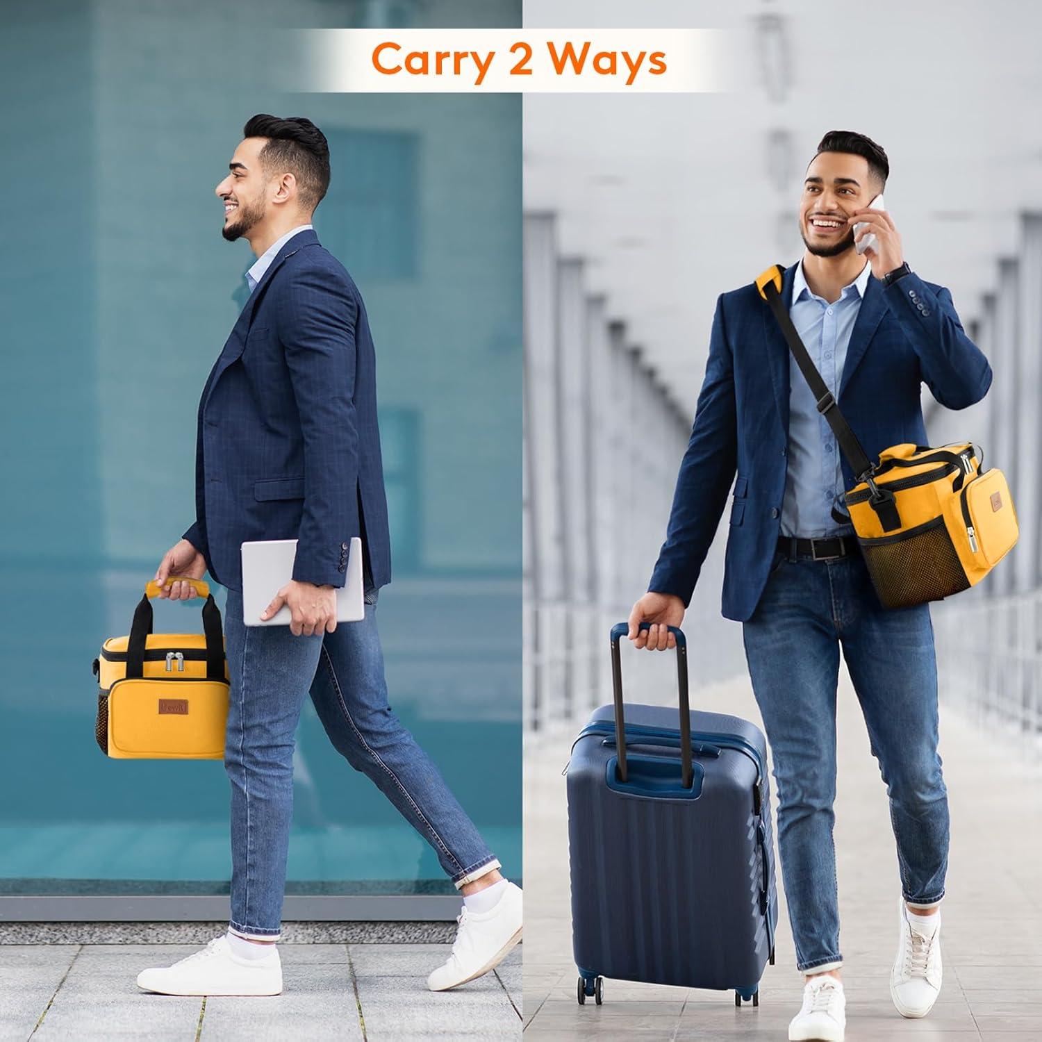 imageLifewit Medium Lunch Bag Insulated Lunch Box Soft Cooler Cooling Tote for Adult Men Women Dark Gray 12Can 9LOrange