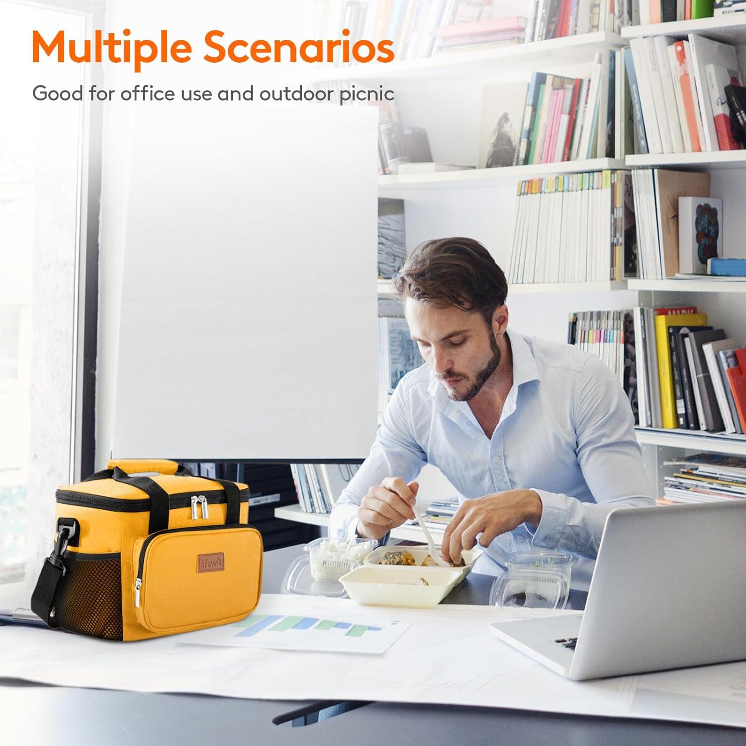 imageLifewit Medium Lunch Bag Insulated Lunch Box Soft Cooler Cooling Tote for Adult Men Women Dark Gray 12Can 9LOrange