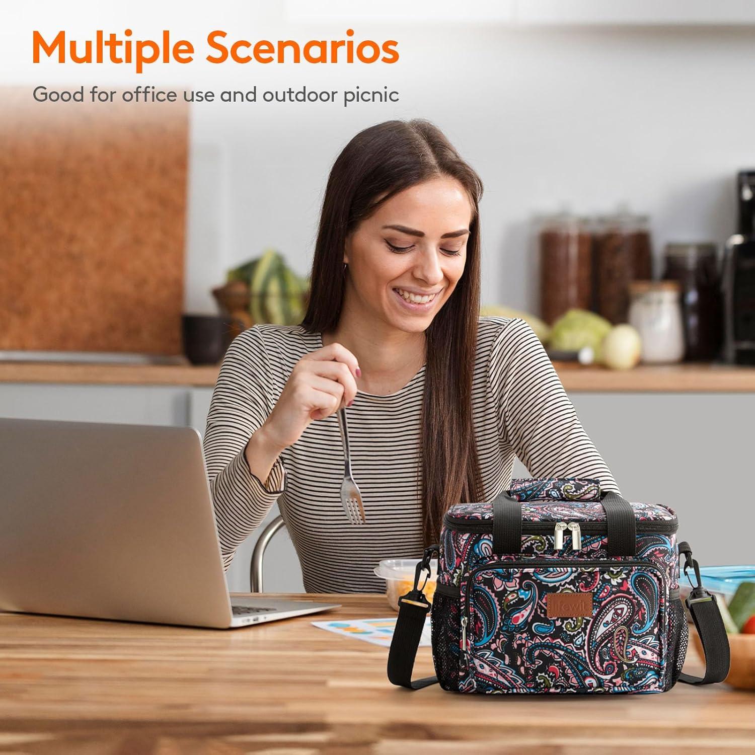 imageLifewit Medium Lunch Bag Insulated Lunch Box Soft Cooler Cooling Tote for Adult Men Women Dark Gray 12Can 9LPink