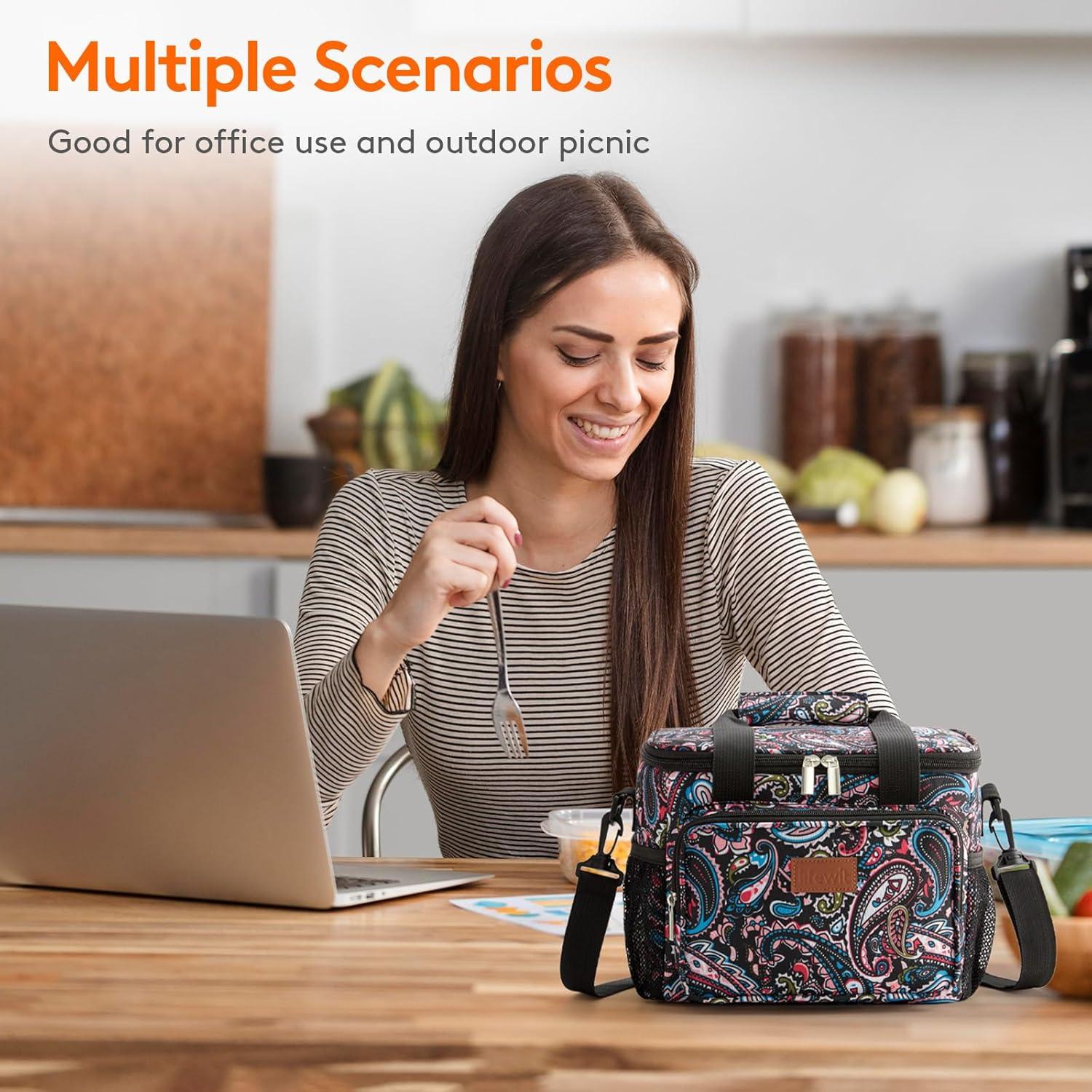 imageLifewit Medium Lunch Bag Insulated Lunch Box Soft Cooler Cooling Tote for Adult Men Women Dark Gray 12Can 9LPurple