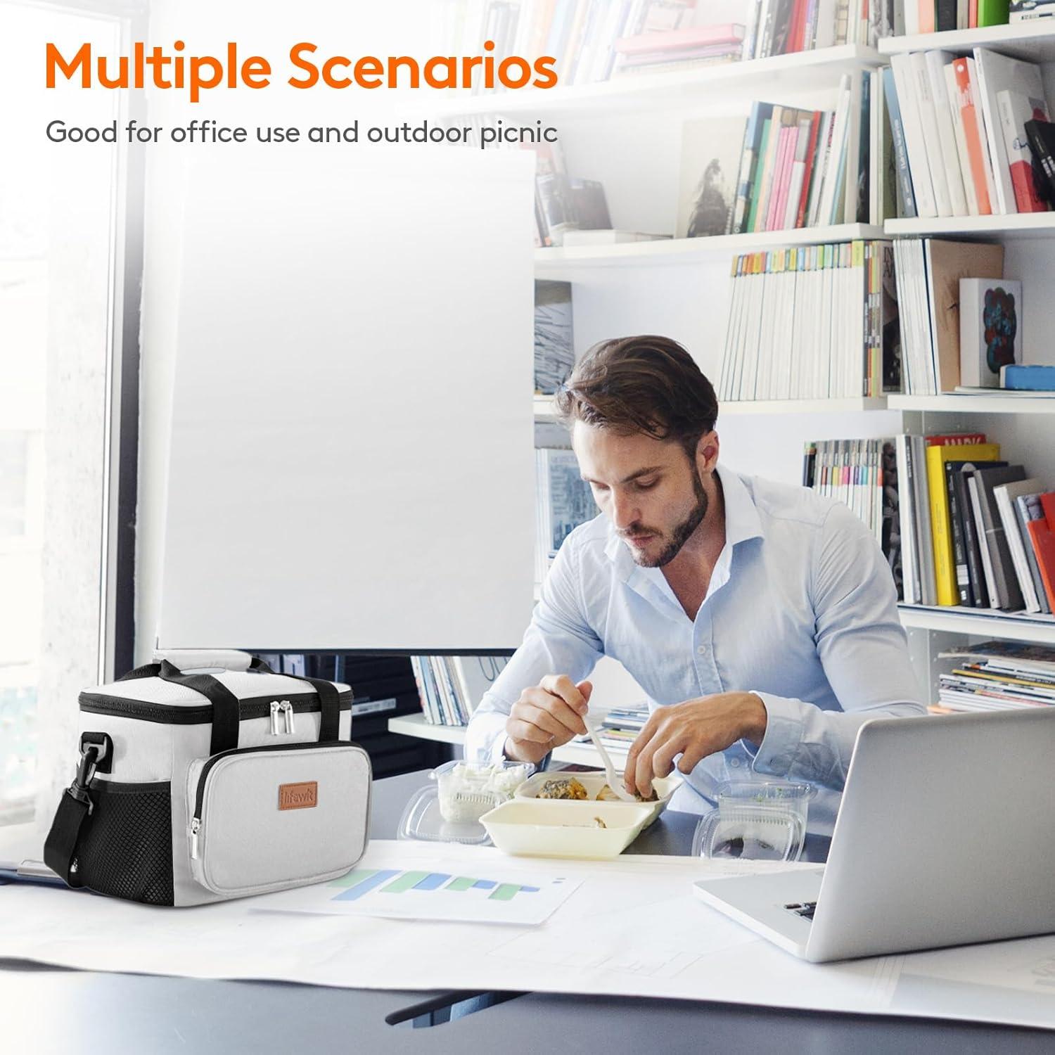 imageLifewit Medium Lunch Bag Insulated Lunch Box Soft Cooler Cooling Tote for Adult Men Women Dark Gray 12Can 9LSliver Gray