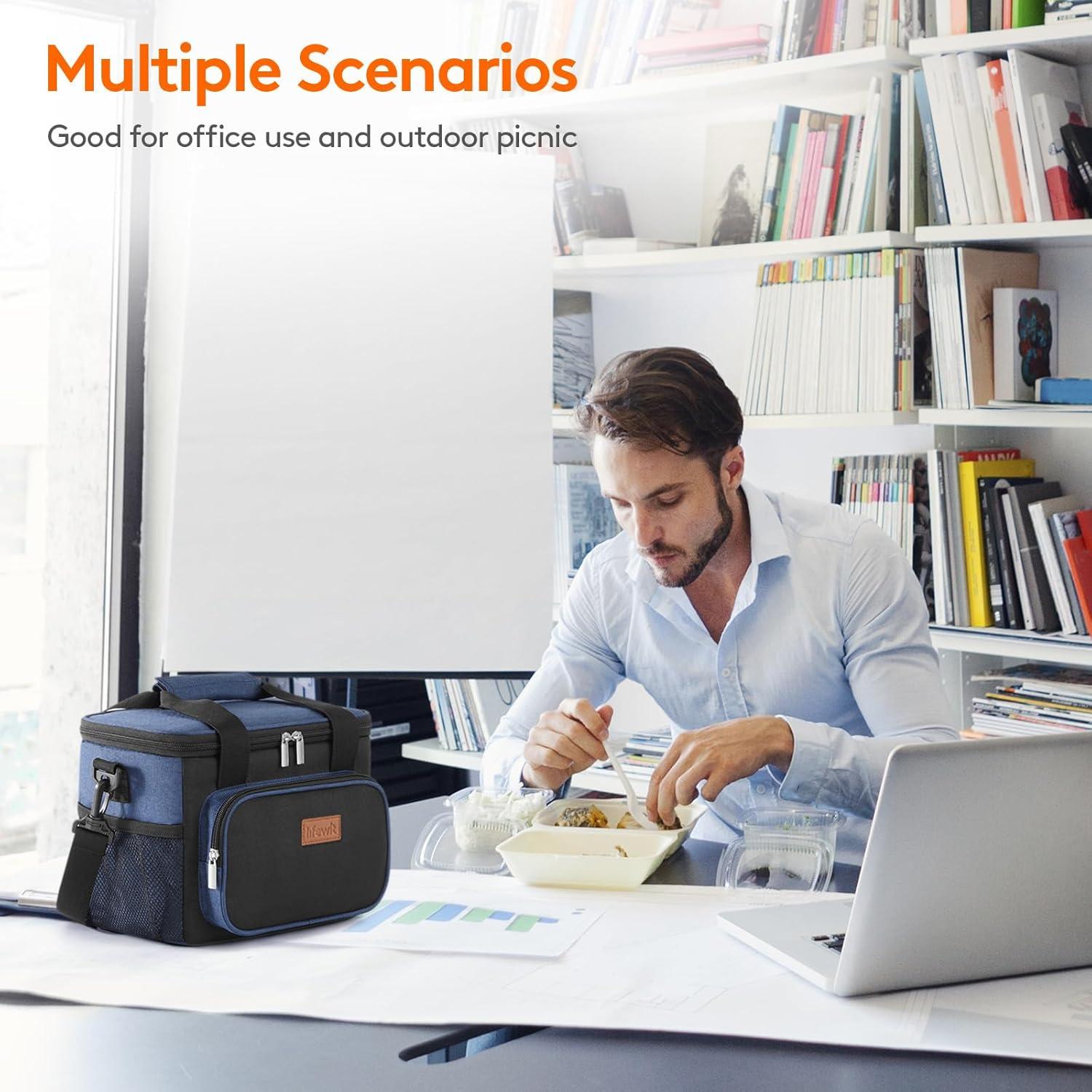 imageLifewit Medium Lunch Bag Insulated Lunch Box Soft Cooler Cooling Tote for Adult Men Women Dark Gray 12Can 9LWhiteRed