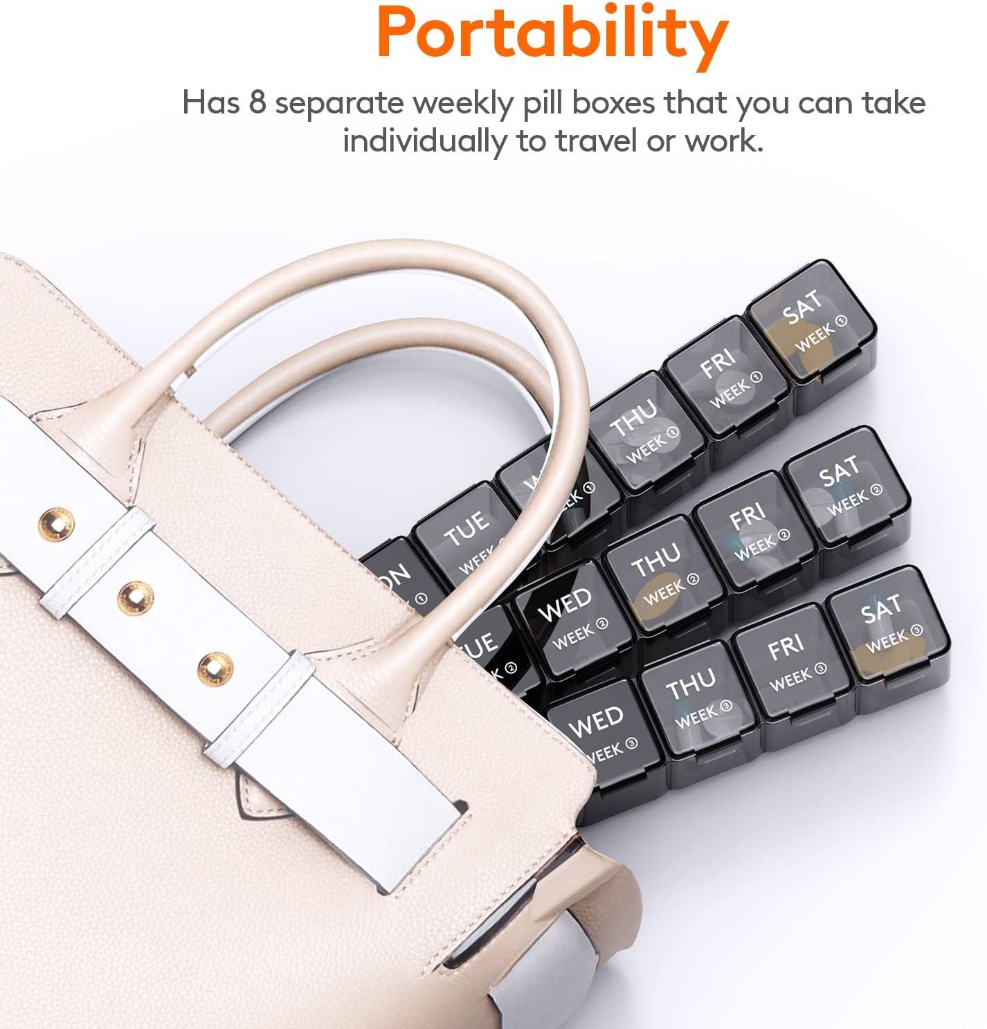 imageLifewit Monthly Pill Organizer 28 Day Pill Box 4 Weeks One Month Pill Cases Large Compartments Medicine Organizer for Vitamins Fish Oils SupplementsBlack