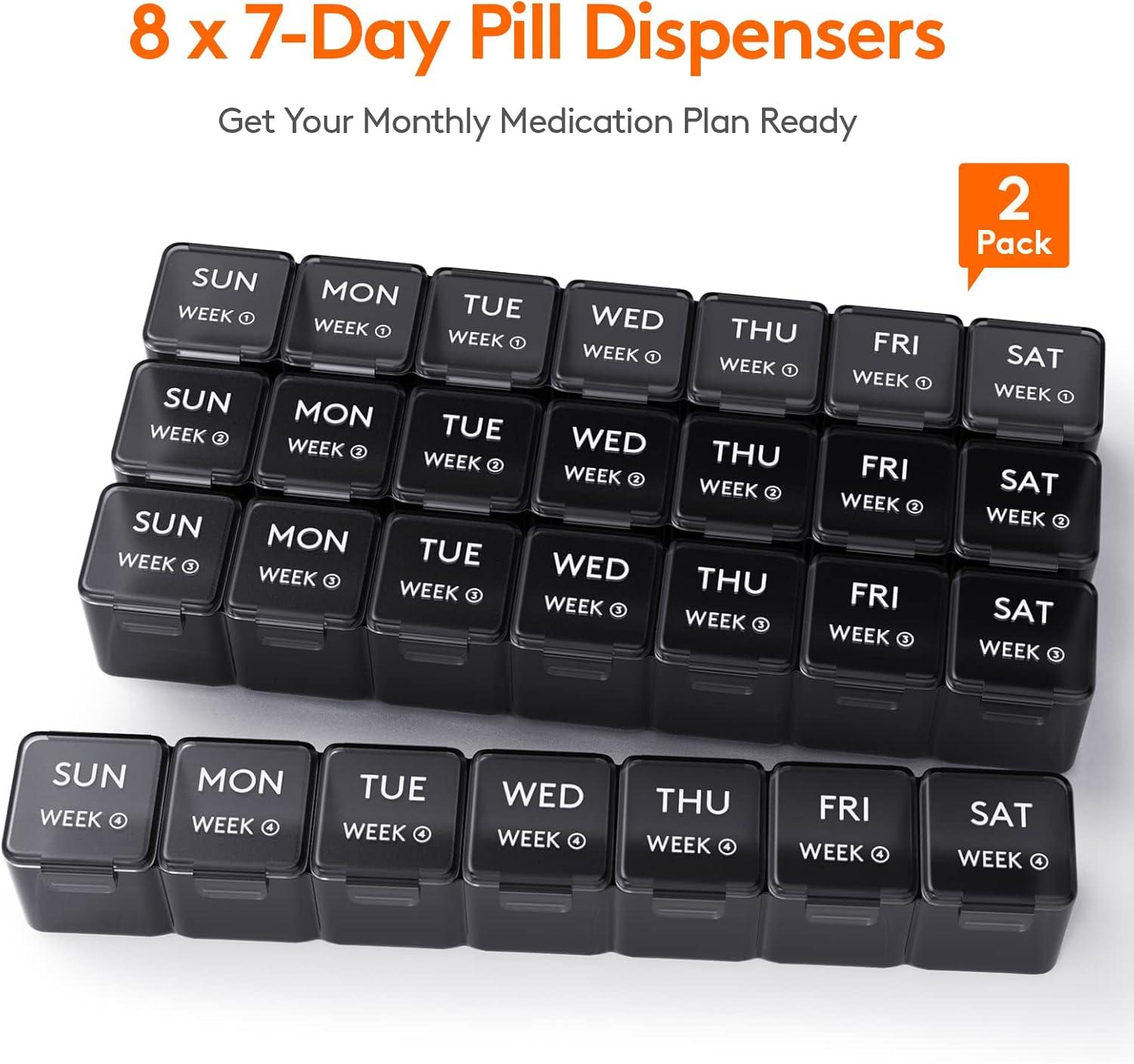 imageLifewit Monthly Pill Organizer 28 Day Pill Box 4 Weeks One Month Pill Cases Large Compartments Medicine Organizer for Vitamins Fish Oils SupplementsBlack