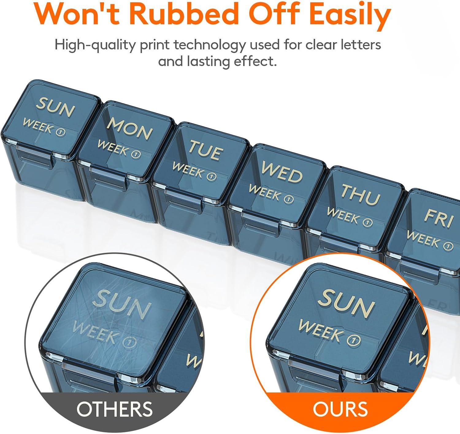 imageLifewit Monthly Pill Organizer 28 Day Pill Box 4 Weeks One Month Pill Cases Large Compartments Medicine Organizer for Vitamins Fish Oils SupplementsBlue