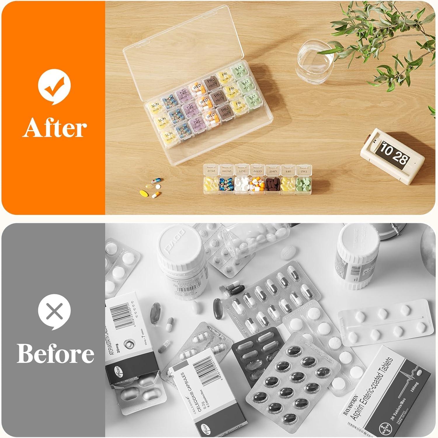 imageLifewit Monthly Pill Organizer 28 Day Pill Box 4 Weeks One Month Pill Cases Large Compartments Medicine Organizer for Vitamins Fish Oils SupplementsClear