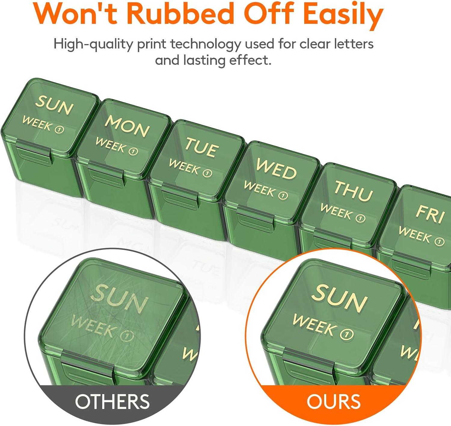 imageLifewit Monthly Pill Organizer 28 Day Pill Box 4 Weeks One Month Pill Cases Large Compartments Medicine Organizer for Vitamins Fish Oils SupplementsGreen