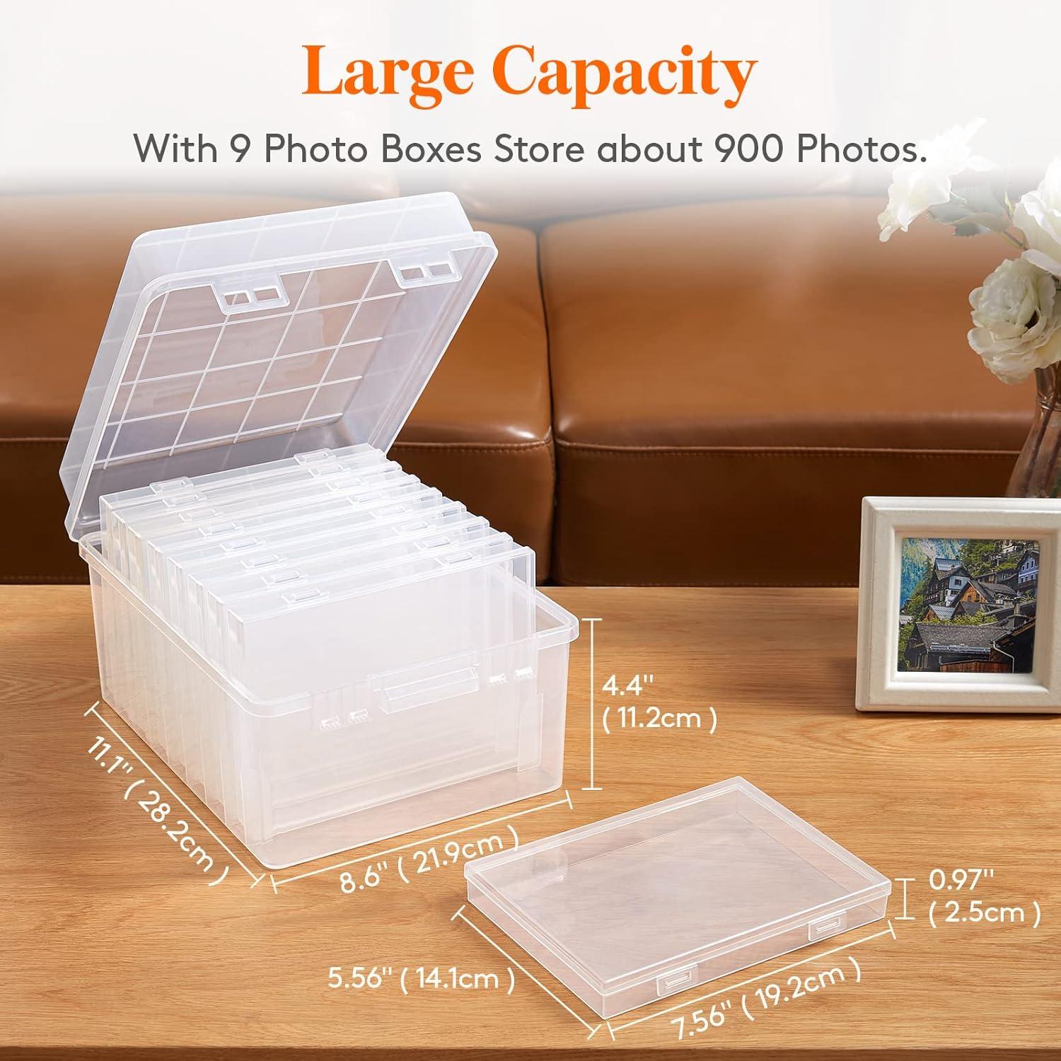 imageLifewit Photo Storage Box 5x7 Photo Case 7 pcs Inner Photo Storage Containers Clear Photo Boxes Seed Organizer Craft Storage Box for Cards Pictures Stamps Office Supplies with 1 Sheet Label StickerClear