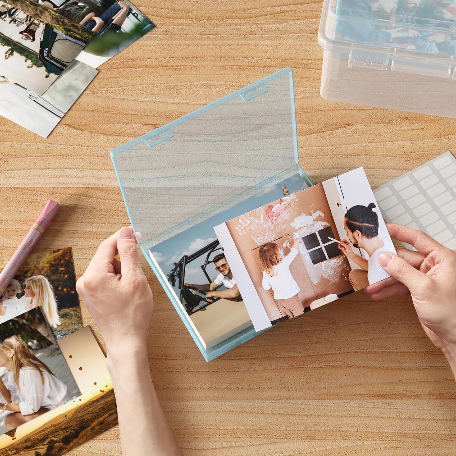 imageLifewit Photo Storage Box 5x7 Photo Case 7 pcs Inner Photo Storage Containers Clear Photo Boxes Seed Organizer Craft Storage Box for Cards Pictures Stamps Office Supplies with 1 Sheet Label StickerMulticolor