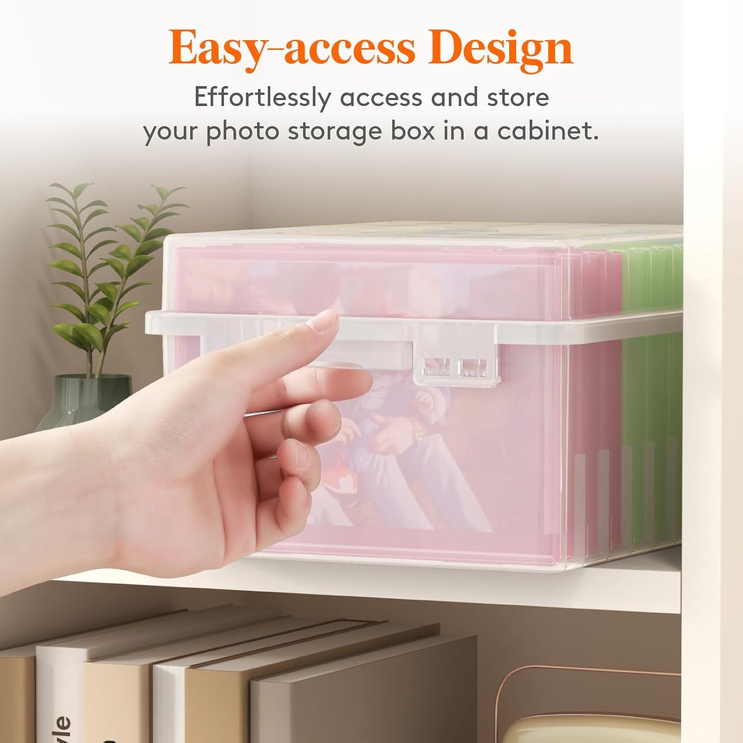 imageLifewit Photo Storage Box 5x7 Photo Case 7 pcs Inner Photo Storage Containers Clear Photo Boxes Seed Organizer Craft Storage Box for Cards Pictures Stamps Office Supplies with 1 Sheet Label StickerMulticolor