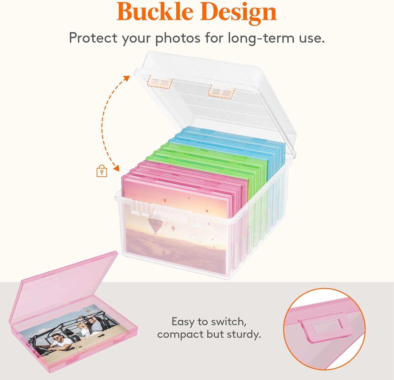 imageLifewit Photo Storage Box 5x7 Photo Case 7 pcs Inner Photo Storage Containers Clear Photo Boxes Seed Organizer Craft Storage Box for Cards Pictures Stamps Office Supplies with 1 Sheet Label StickerMulticolor