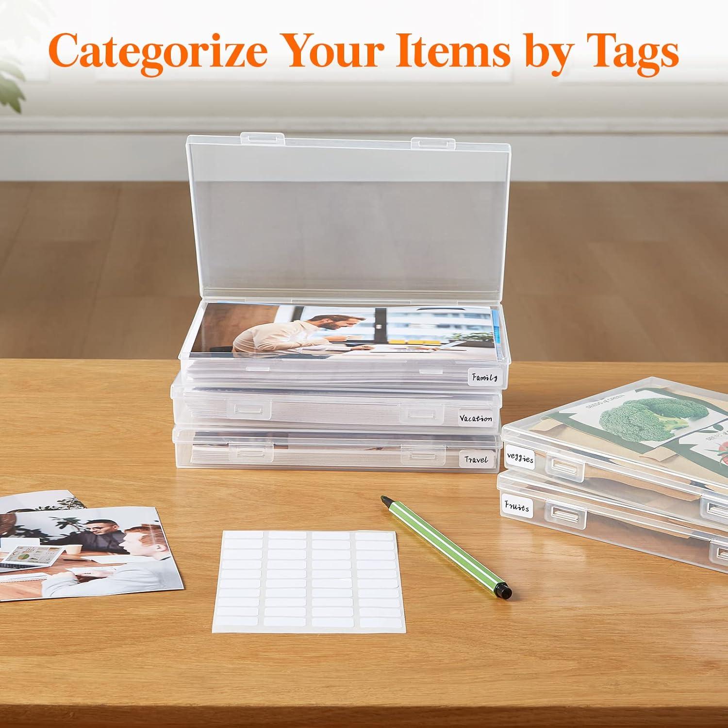 imageLifewit Photo Storage Box 5x7 Photo Case 7 pcs Inner Photo Storage Containers Clear Photo Boxes Seed Organizer Craft Storage Box for Cards Pictures Stamps Office Supplies with 1 Sheet Label StickerClear