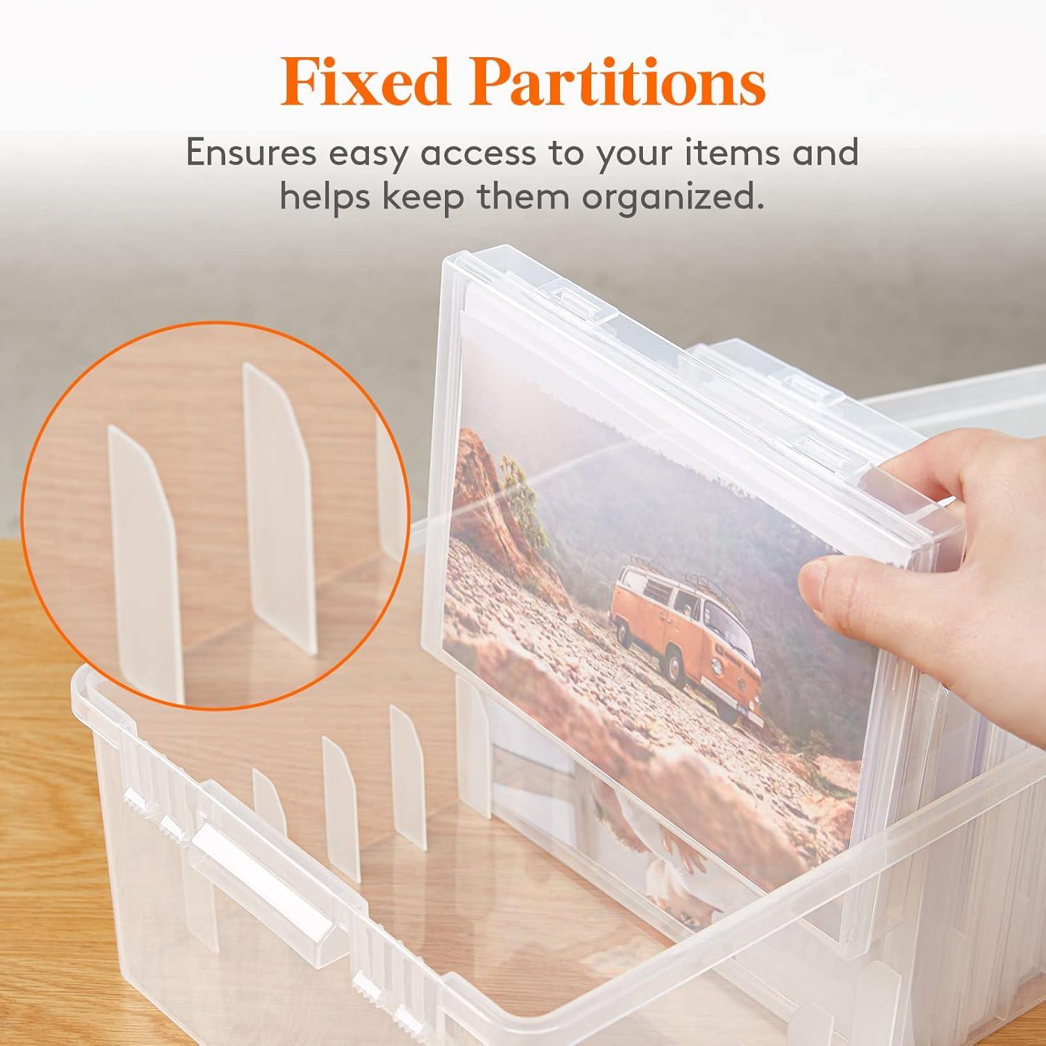 imageLifewit Photo Storage Box 5x7 Photo Case 7 pcs Inner Photo Storage Containers Clear Photo Boxes Seed Organizer Craft Storage Box for Cards Pictures Stamps Office Supplies with 1 Sheet Label StickerClear