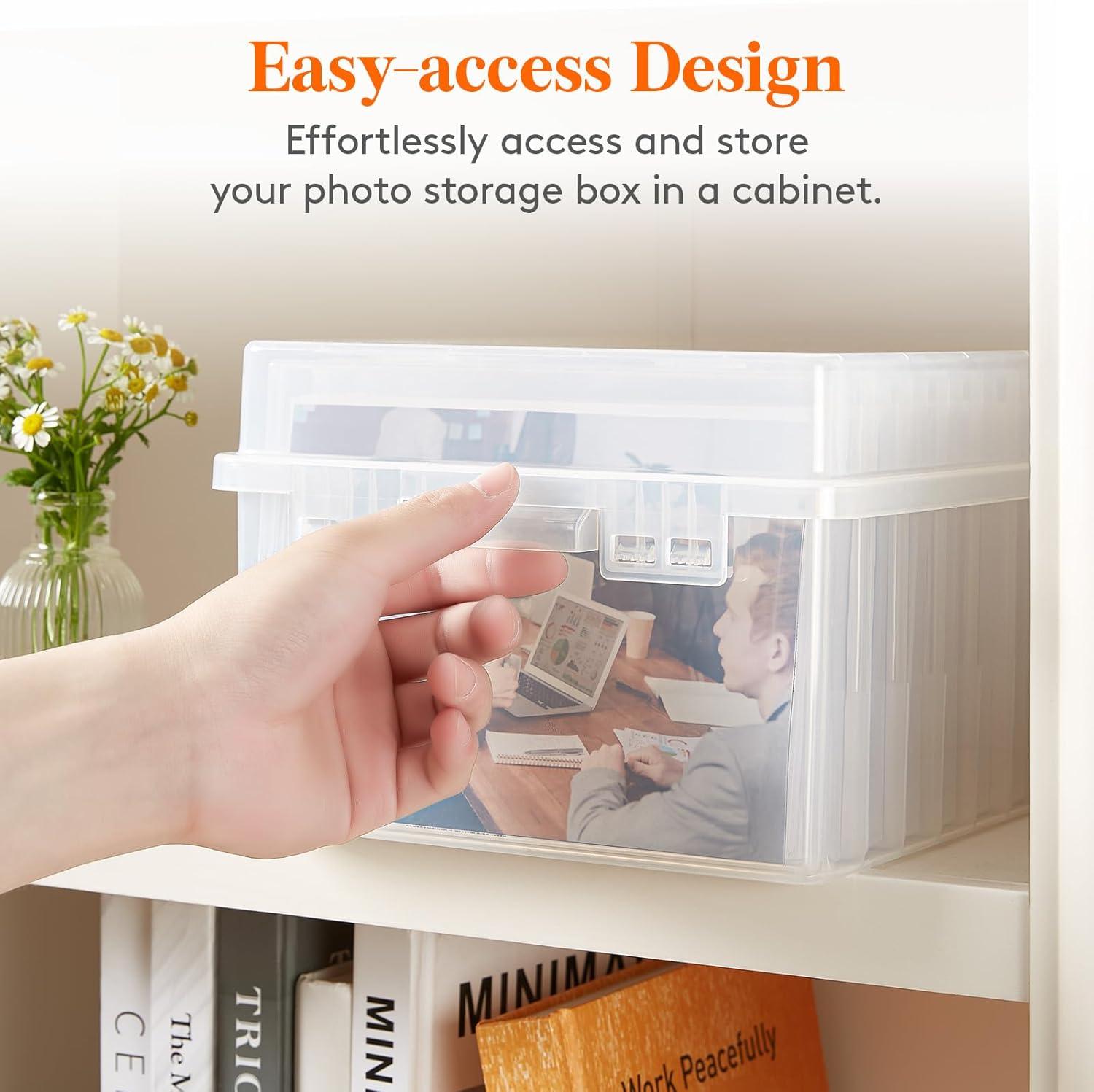 imageLifewit Photo Storage Box 5x7 Photo Case 7 pcs Inner Photo Storage Containers Clear Photo Boxes Seed Organizer Craft Storage Box for Cards Pictures Stamps Office Supplies with 1 Sheet Label StickerClear