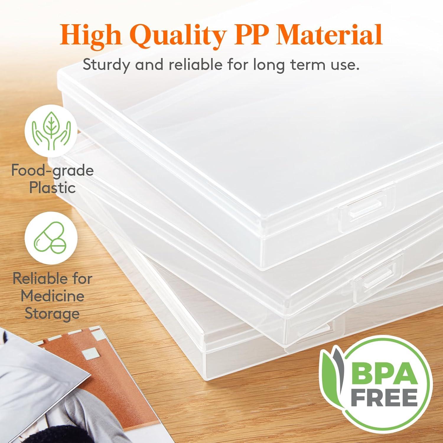 imageLifewit Photo Storage Box 5x7 Photo Case 7 pcs Inner Photo Storage Containers Clear Photo Boxes Seed Organizer Craft Storage Box for Cards Pictures Stamps Office Supplies with 1 Sheet Label StickerClear