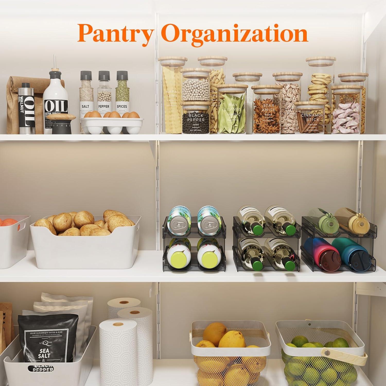 imageLifewit Plastic Stackable Wine Rack for Refrigerator Cabinet CountertopWine Bottle Holder Water Bottle Organizer for Fridge Pantry Hold 4 BottlesBlack