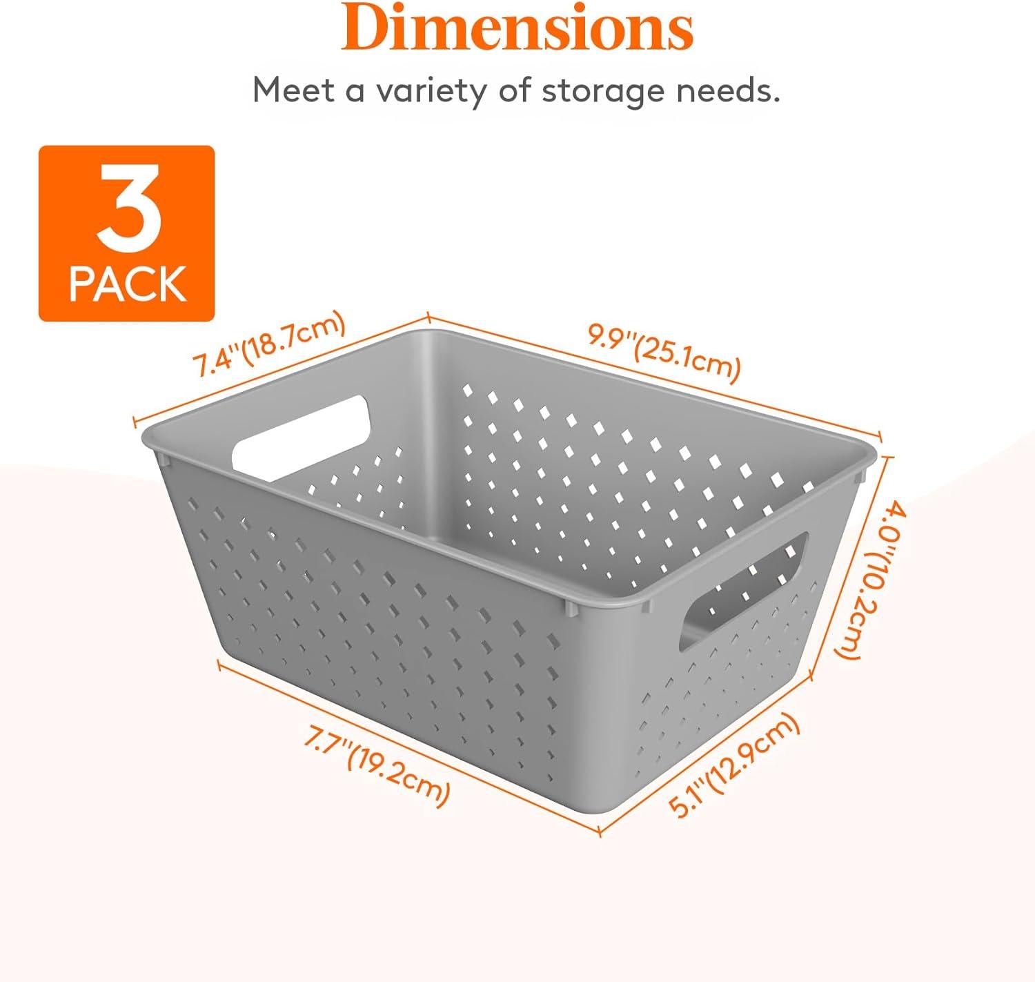 imageLifewit Plastic Storage Basket 7 Pack Stackable Storage Bins for Organizing Multi Size Open Containers for Shelving Pantry Office and Cabinet 5 Large and 2 Small Size BlackGray