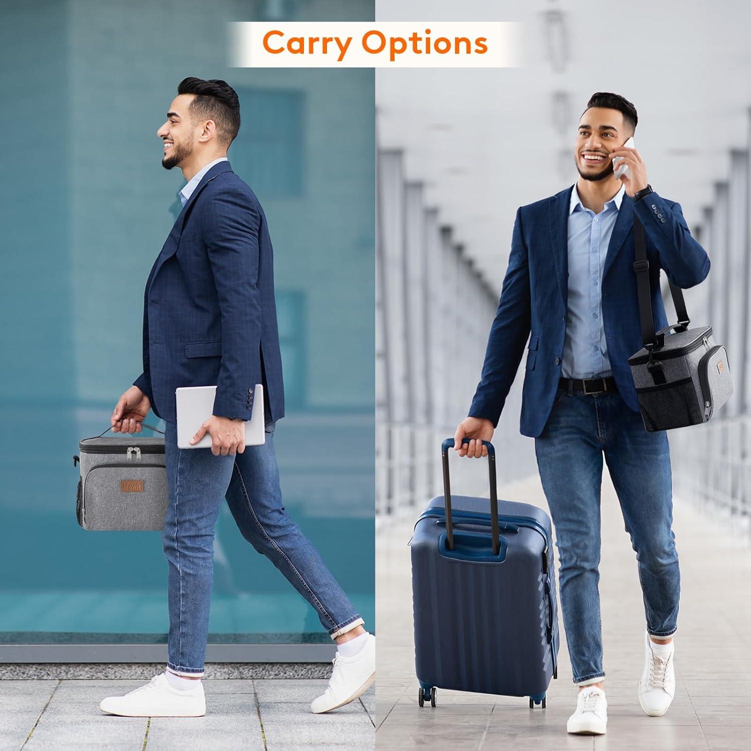 imageLifewit Reusable Insulated Lunch Bag for Men Lunch Box Women Portable Cooler Freezable Soft Lunchbox Leakproof with Adjustable Shoulder Strap for Adult for Work Picnic or Travel Black 9LGray