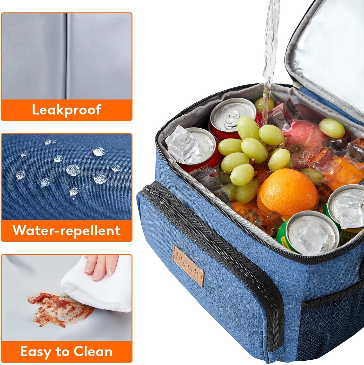 imageLifewit Reusable Insulated Lunch Bag for Men Lunch Box Women Portable Cooler Freezable Soft Lunchbox Leakproof with Adjustable Shoulder Strap for Adult for Work Picnic or Travel Black 9LDark Blue