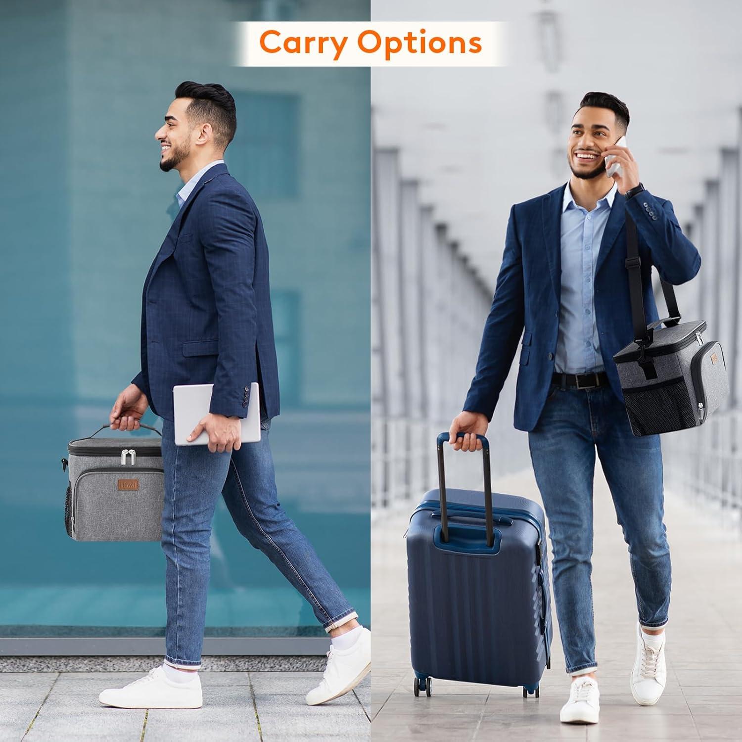 imageLifewit Reusable Insulated Lunch Bag for Men Lunch Box Women Portable Cooler Freezable Soft Lunchbox Leakproof with Adjustable Shoulder Strap for Adult for Work Picnic or Travel Black 9LGray