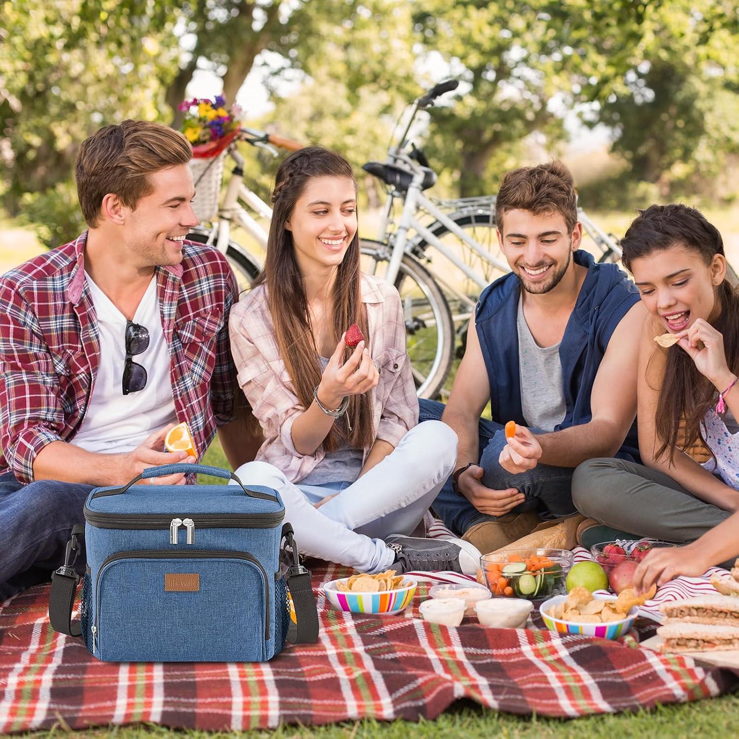 imageLifewit Reusable Insulated Lunch Bag for Men Lunch Box Women Portable Cooler Freezable Soft Lunchbox Leakproof with Adjustable Shoulder Strap for Adult for Work Picnic or Travel Black 9LDark Blue