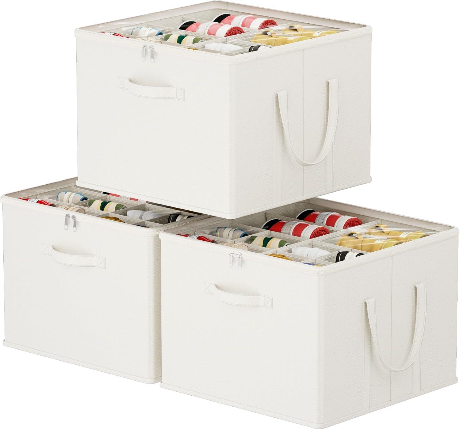 imageLifewit Shoe Storage Organizer for Closet Fits 1216 Pairs Fabric Large Shoe Box Storage Containers with Clear Cover Foldable Bins Fit for Boots Heels Sneakers 17quotL x 17quotW x 125quotH 2 Pack GrayWhite