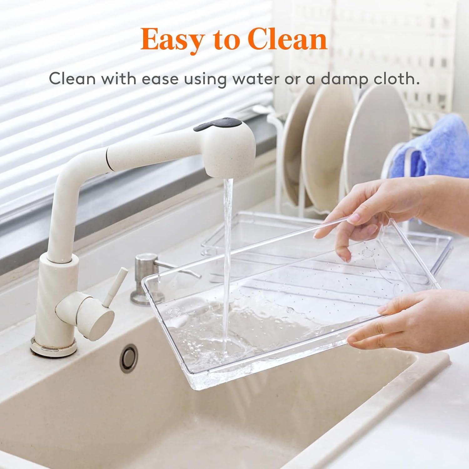 imageLifewit Silverware Drawer Organizer 575quot x 1165quot Clear Utensil Tray for Kitchen Drawer Stackable Plastic Flatware and Cutlery Storage Box Divider for Spoons Forks Knives Tools 2 Pack3