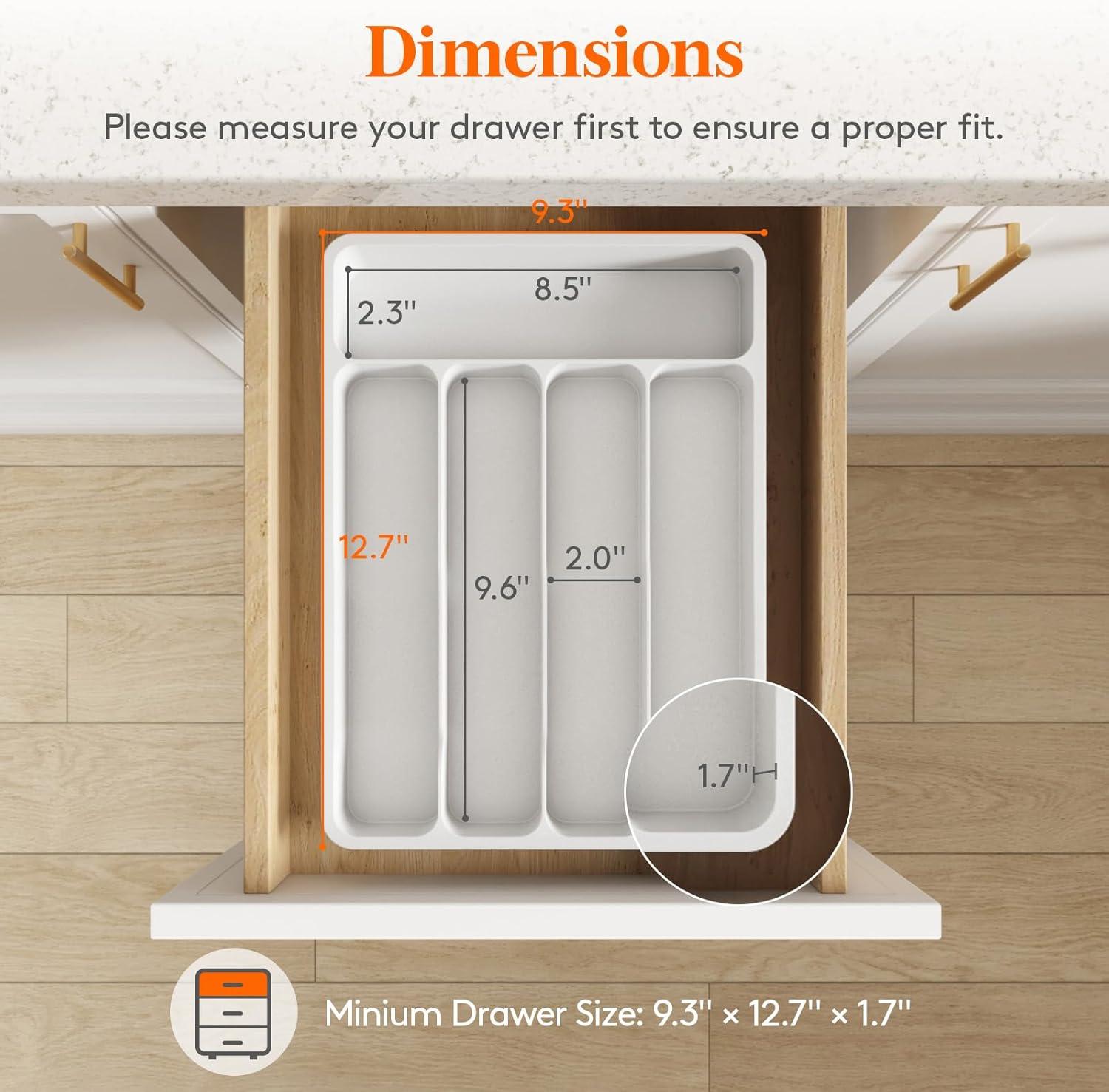 imageLifewit Silverware Organizer with Lid Covered Utensil Tray for Kitchen Drawer and Countertop Plastic Cutlery and Flatware Storage Box for Spoons Forks Knives Holder Case 6 Compartments BlackWhite