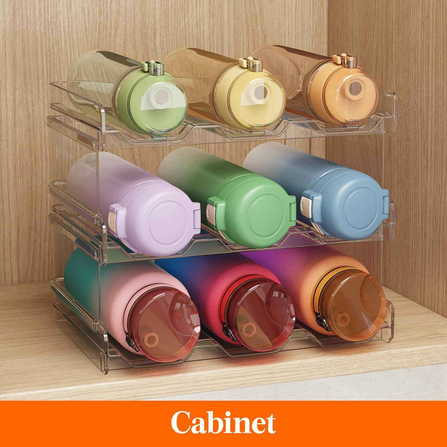 imageLifewit Stackable Water Bottle Organizer for Cabinet Plastic Bottle Holder Fits Bottles ampamp Tumblers up to 38quot Diameter Pantry Countertop ampamp Fridge Holds 6 Bottles9bottle