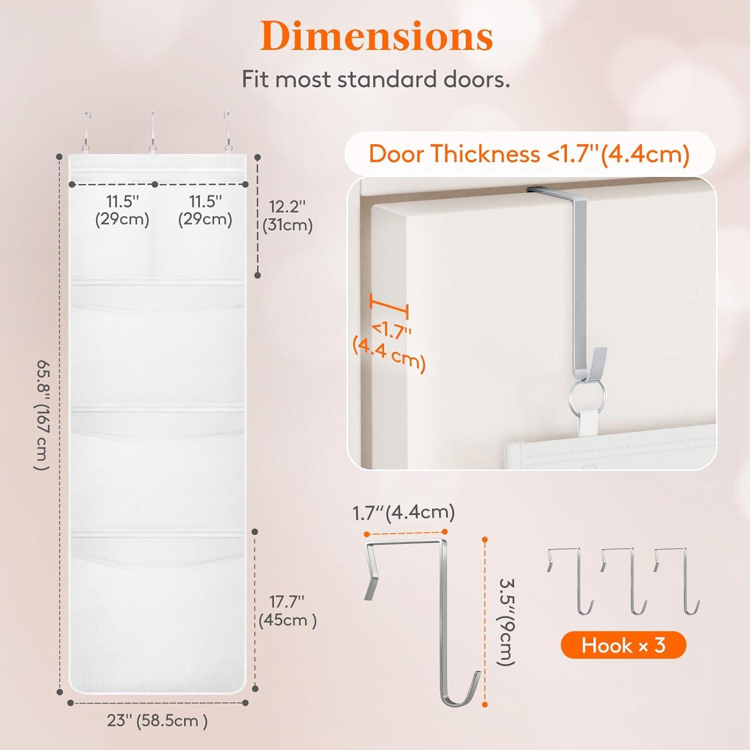 imageLifewit Stuffed Animal Storage for Door Up to 17quot Thick 1 Pack Over the Door Organizer with 5 Expandable Mesh Pockets Breathable Oxford Fabric Hanging Kid Plush Baby Toy Holder for Nursery WhiteWhite