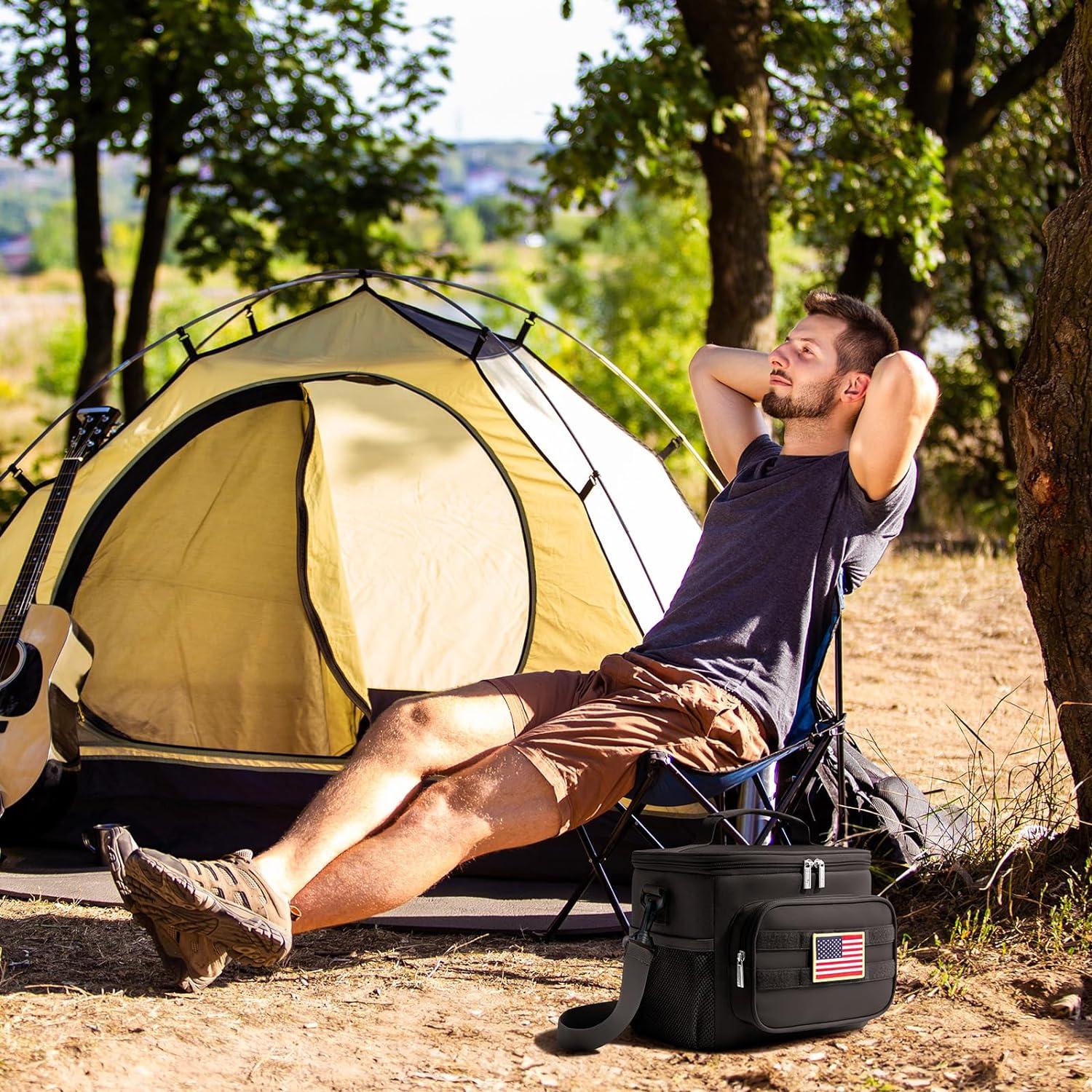 imageLifewit Tactical Lunch Box for Men Insulated Lunch Bag 9L 12Can BlackBlack