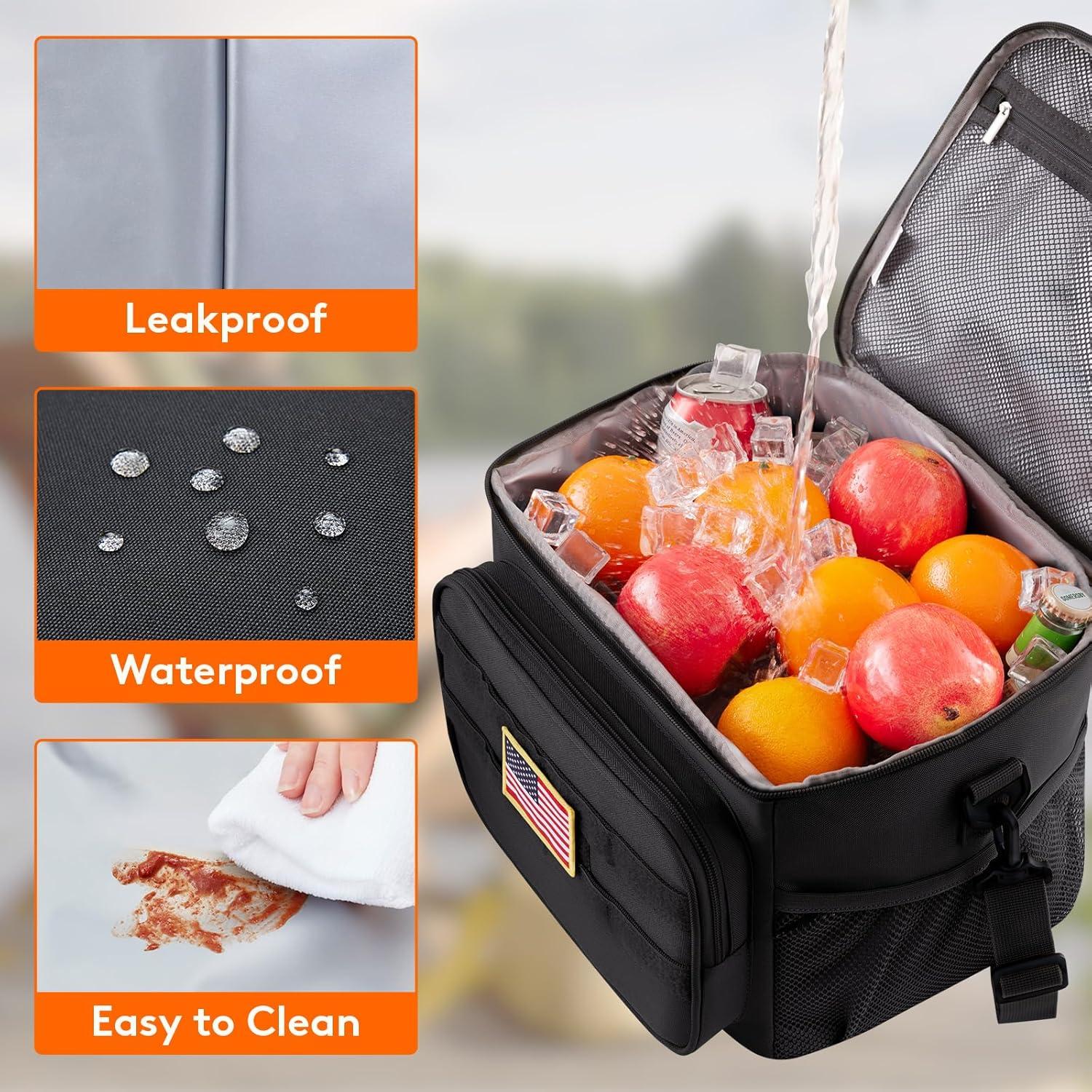 imageLifewit Tactical Lunch Box for Men Insulated Lunch Bag 9L 12Can BlackBlack