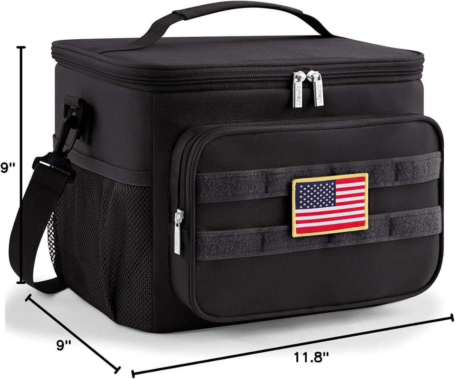 imageLifewit Tactical Lunch Box for Men Insulated Lunch Bag 9L 12Can BlackBlack