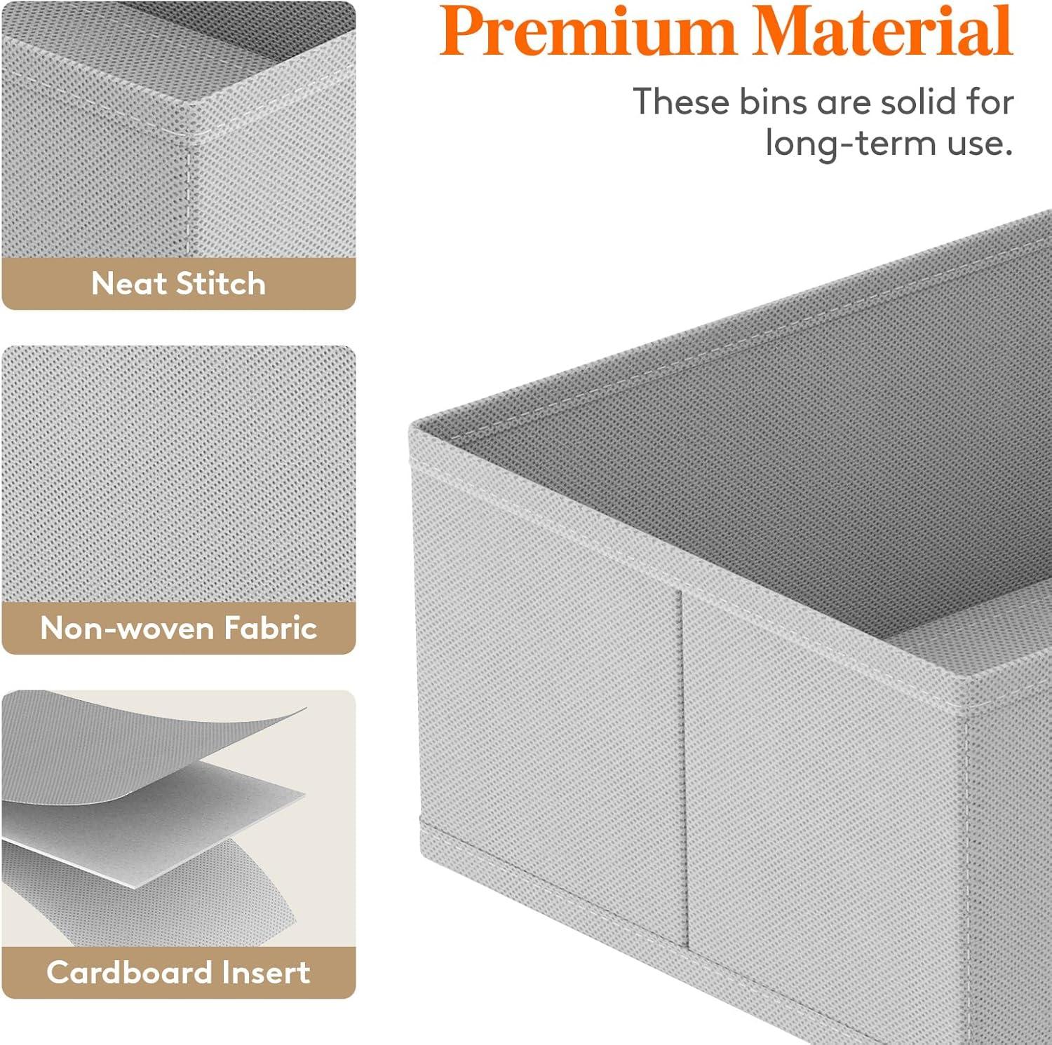 imageLifewit Underwear Drawer Organizer for Closet 12 Pack 3 Sizes Dresser Organizer Dividers Deep Fabric Foldable Drawer Storage Organizer Bins for Clothes Sock Bra Lingerie UndiesLight grey