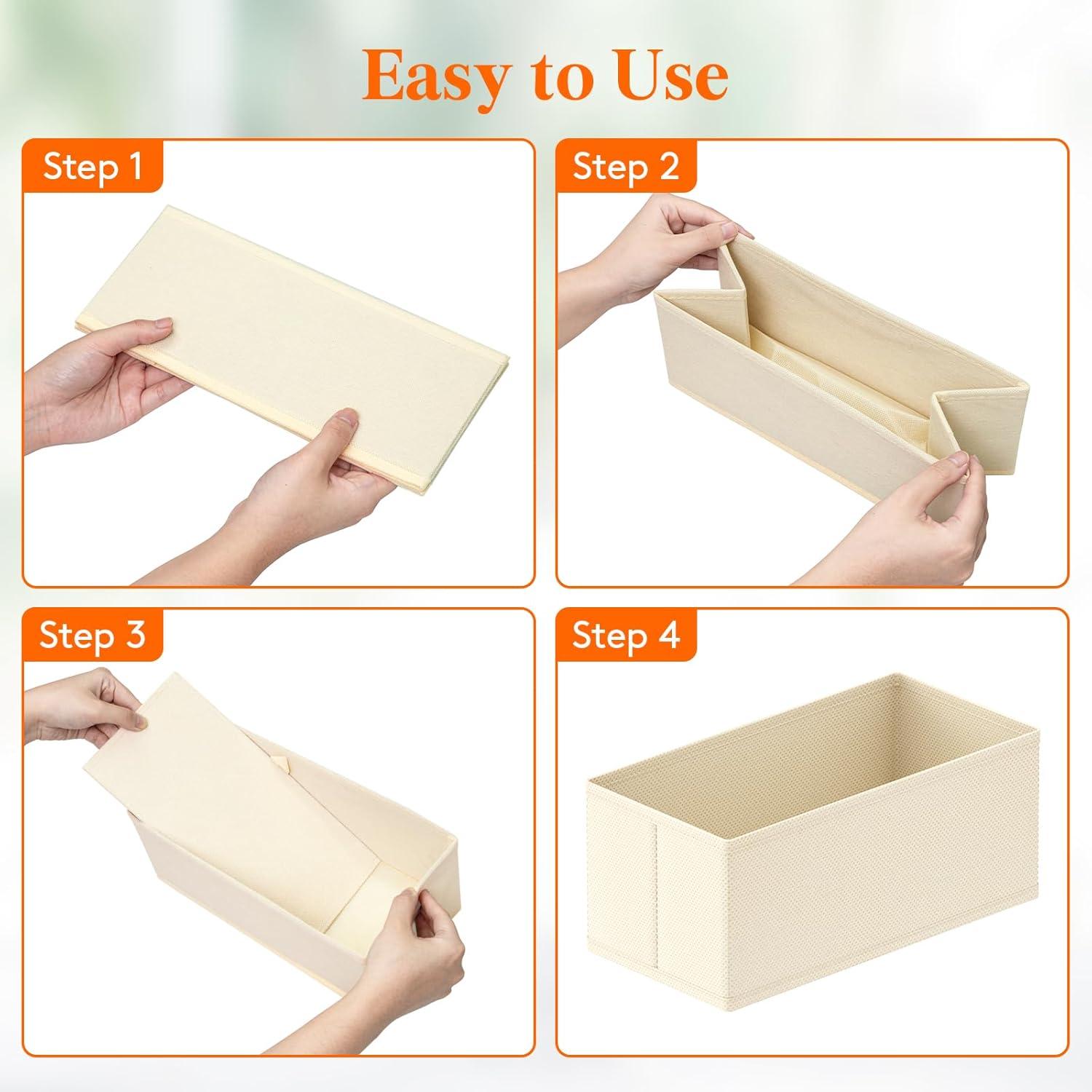 imageLifewit Underwear Drawer Organizer for Closet 12 Pack 3 Sizes Dresser Organizer Dividers Deep Fabric Foldable Drawer Storage Organizer Bins for Clothes Sock Bra Lingerie UndiesKhaki