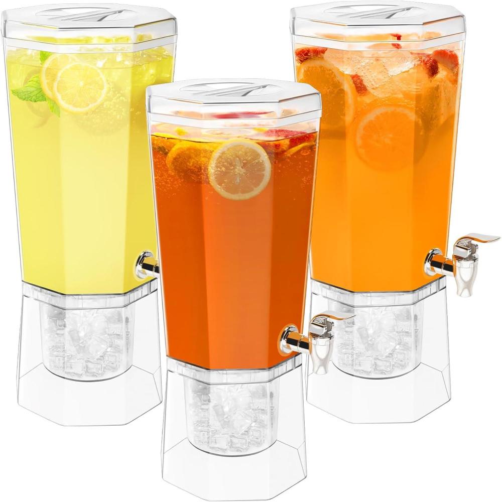 imageLifewit 1 Gallon 128 OZ Drink Dispensers for Parties 2 Pcs 4L Plastic Beverage Containers with Stand for JuiceTeaSodaWater Clear Ice Lemonade Dispensers with Lid ampamp Leakproof Spigot3