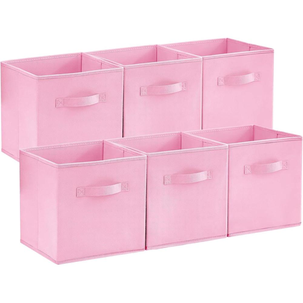 imageLifewit 12 Packs Storage Cubes 11 Inch Cube Storage Bins Foldable Decorative Fabric Storage Baskets for Organizing Home Organizers with Handles for Shelves Closet GreyPink