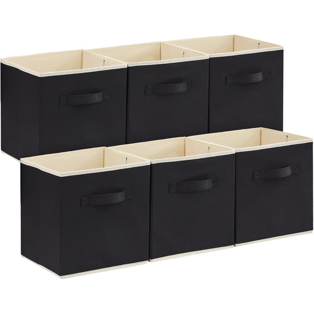 imageLifewit 12 Packs Storage Cubes 11 Inch Cube Storage Bins Foldable Decorative Fabric Storage Baskets for Organizing Home Organizers with Handles for Shelves Closet GreyBlack