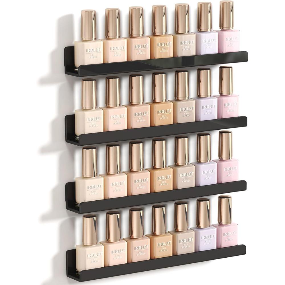 imageLifewit 15quot x 12quot Narrow Floating Shelves for Vinyl Record 6 Pack Clear Wall Shelves for Nail PolishBookPictureMakeup Acrylic Display Shelf Organizer for Bedroom Living Room Bathroom DecorBlack