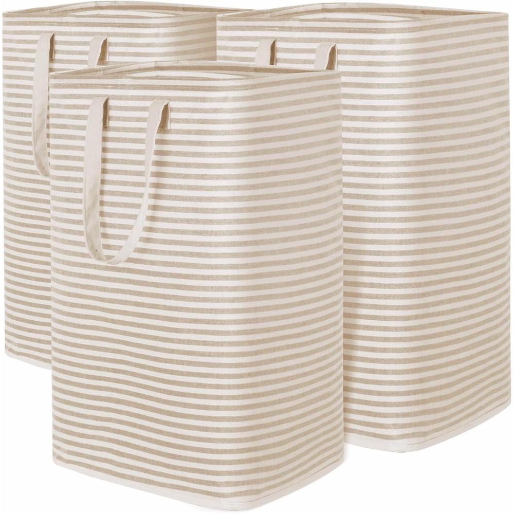 imageLifewit 2 Pack Laundry Hamper Large Collapsible Laundry Baskets Freestanding Waterproof Clothes Hamper with Easy Carry Handles in Laundry Room Bedroom Bathroom College Dorm for Adults Grey 2 x 80LBeige