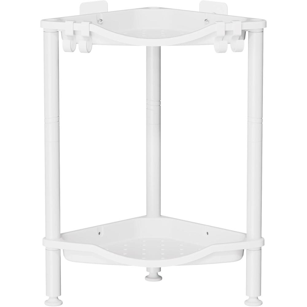 imageLifewit 3 Tier Floor Standing Shower Caddy Corner Plastic Bathroom Organizer Shelf Rack for Storage Shampoo Body Wash Care Skincare BlackWhite