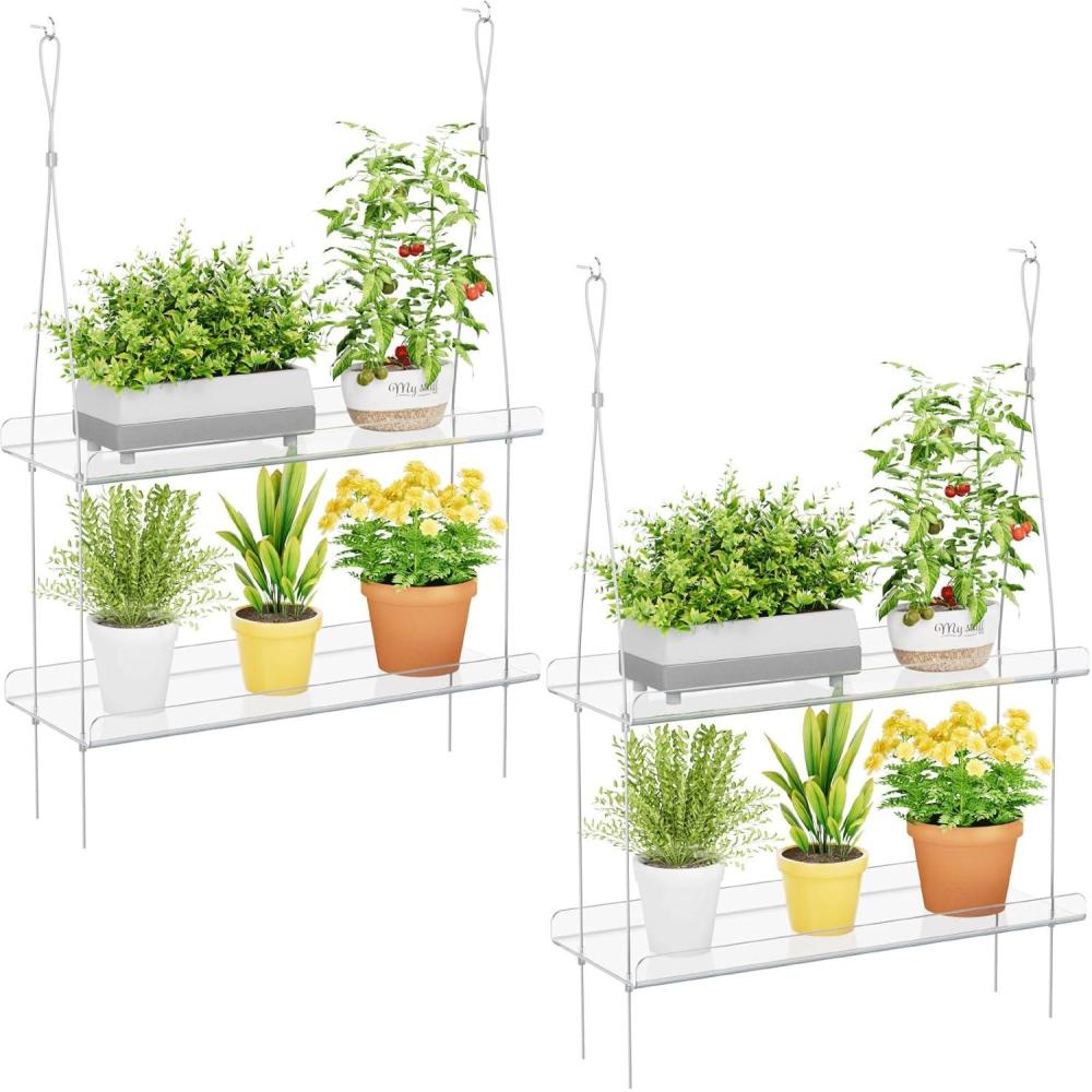 imageLifewit 3Tier Window Plant Shelves 15 inch Acrylic Adjustable Hanging Floating Shelf Window Sill Extender for Indoor Succulent Plants Micro Greens Seed Starter Pots Herb Planters2