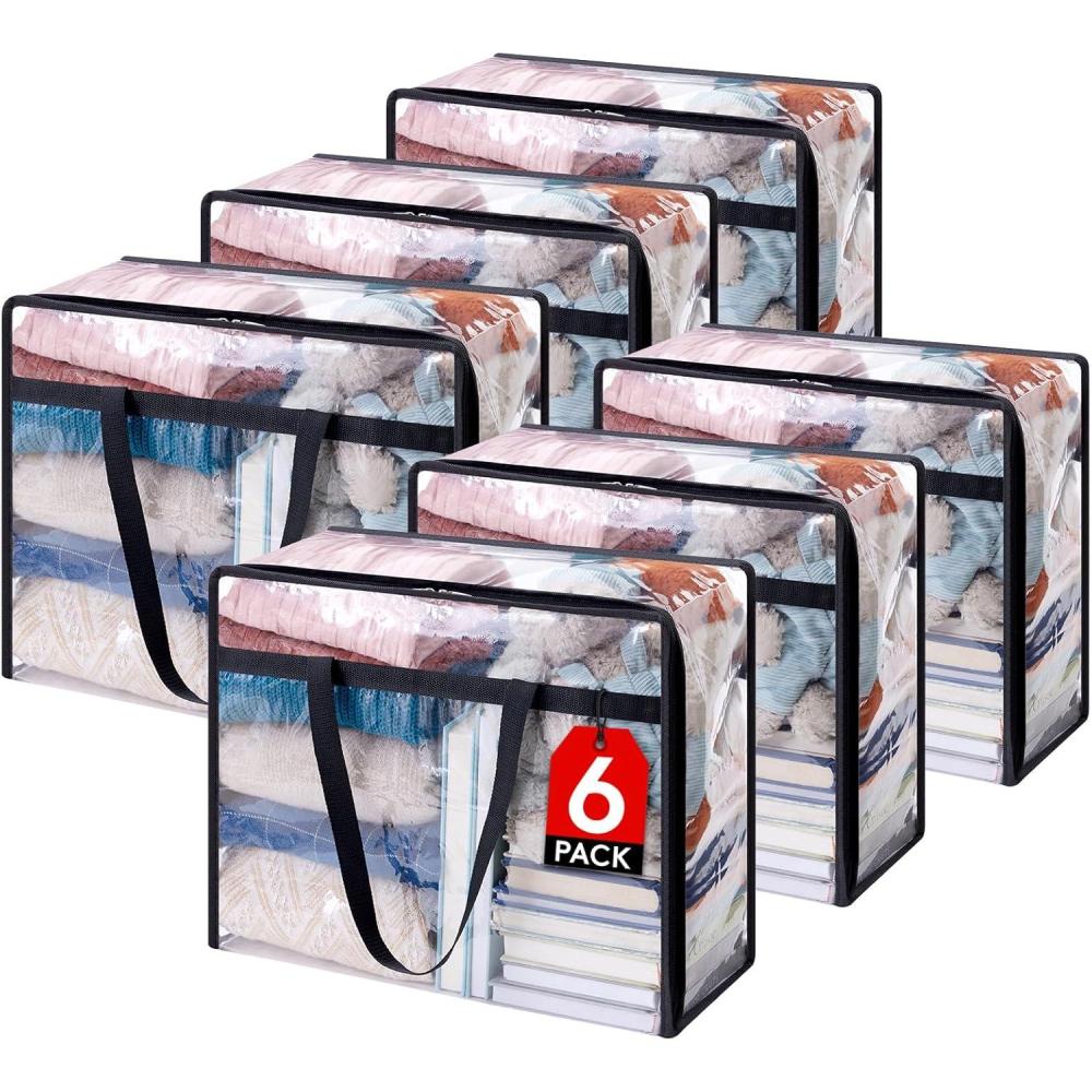 imageLifewit 4 Pack Clear Clothes Storage Bags 40L Plastic Blanket Storage Bag Vinyl Foldable Moving Bags with Zipper Closet Organizers and Storage Containers for Bedding Duvet Comforter6