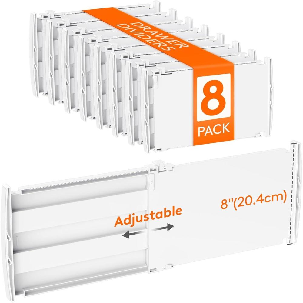 imageLifewit 4 Pack Deep Drawer Dividers 8quot High 138225quot Adjustable Dresser Drawer Divider Plastic Drawer Organizer for Clothes Tall Drawers Separators for Dresser Kitchen Bedroom Bathroom Office8
