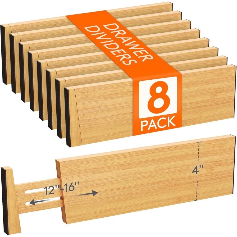 imageLifewit 5 Pack 4quot High Bamboo Drawer Dividers 1216quot Adjustable Drawer Organizers for Clothes Wood Dresser Drawer Divider Expandable Deep Drawer Separators for Dresser Kitchen Bedroom Bathroom8