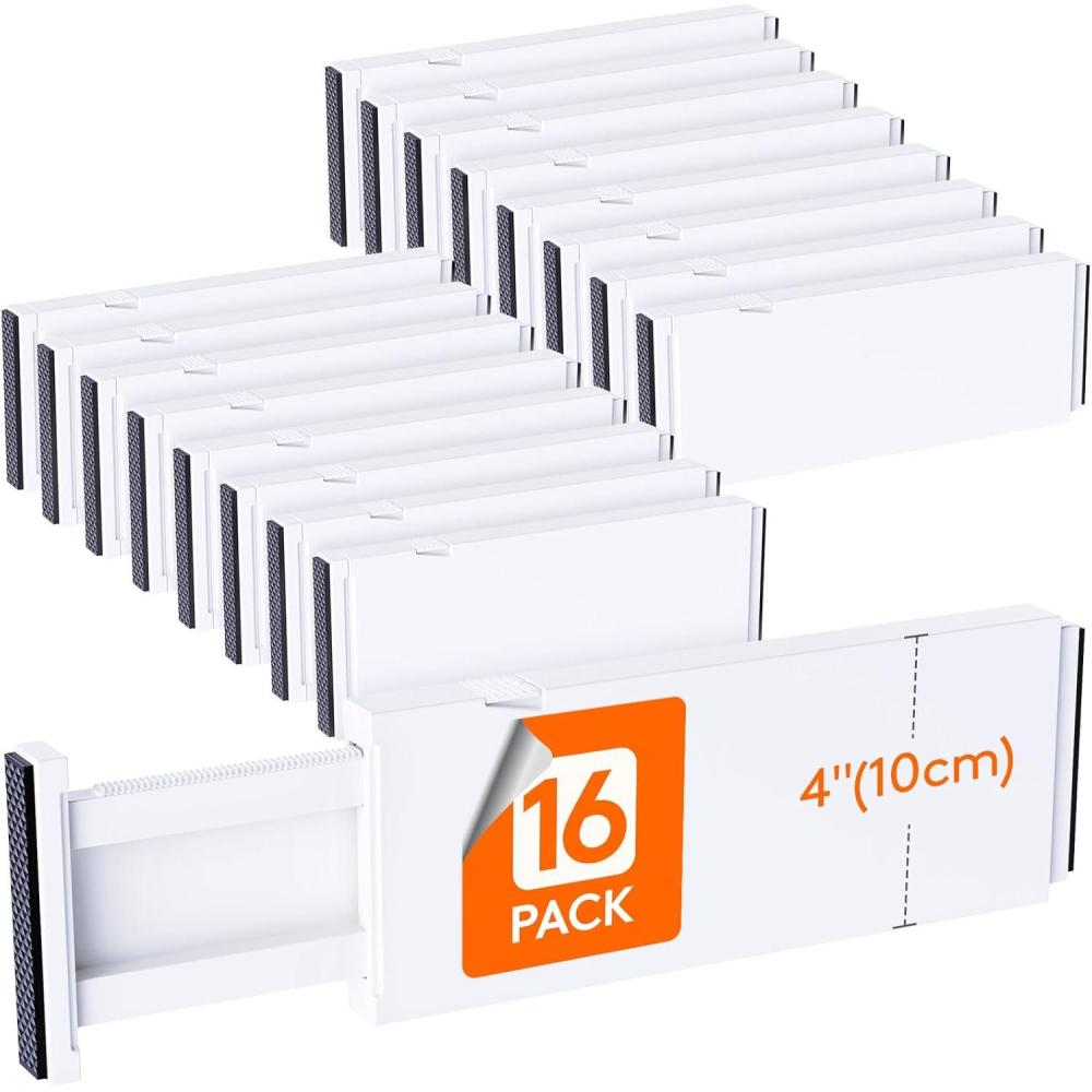 imageLifewit 5 Pack Drawer Dividers 4quot High 1117quot Adjustable Dresser Drawer Organizers for Clothes Expandable Dresser Separators in BedroomBathroomKitchenVanityOffice Organization and Storage White16