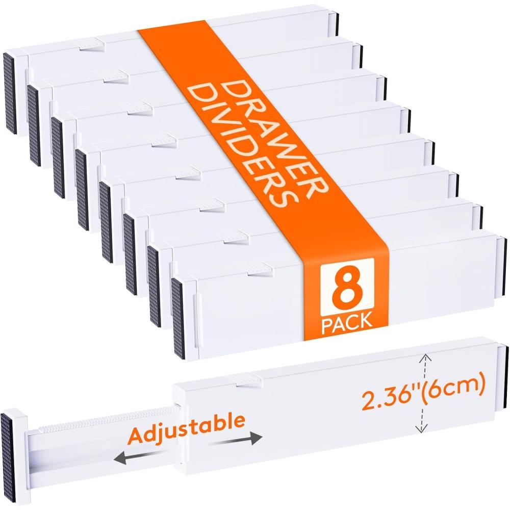 imageLifewit 5 Pack Drawer Dividers 4quot High 1117quot Adjustable Dresser Drawer Organizers for Clothes Expandable Dresser Separators in BedroomBathroomKitchenVanityOffice Organization and Storage White8