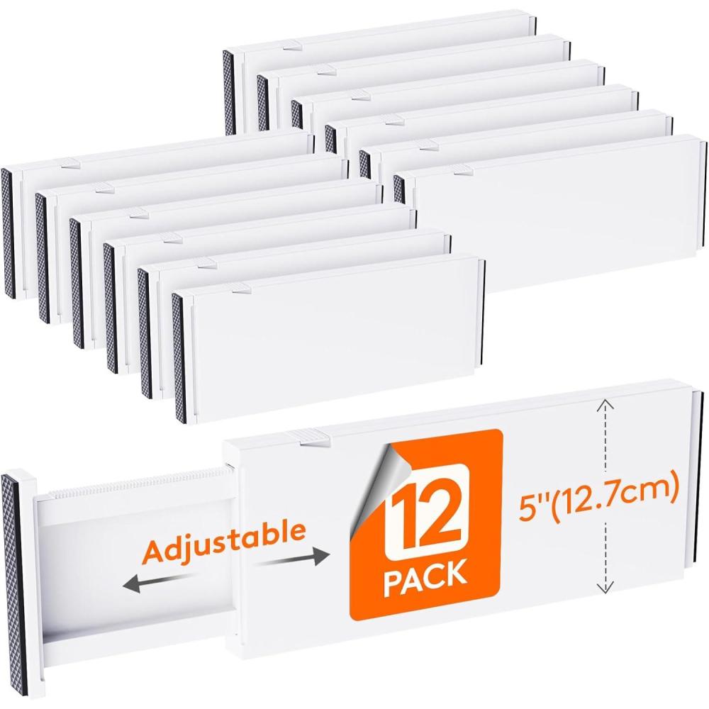 imageLifewit 5 Pack Drawer Dividers Plastic 6quot High 13522quot Adjustable Drawer Organizers for Clothes Expandable Dresser Separators in BedroomBathroomKitchenFridgeOffice Organization and Storage12